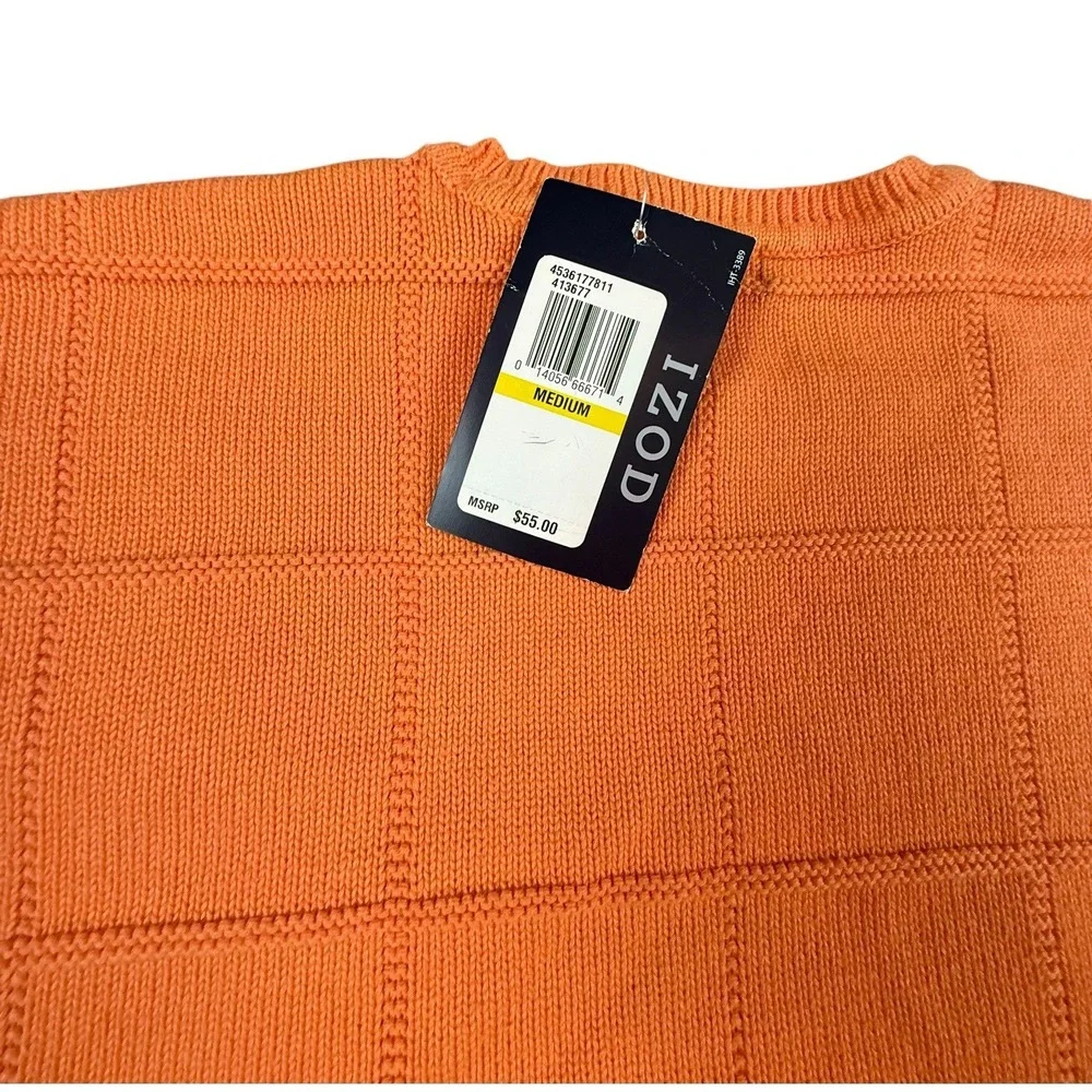 IZOD Sweater Mens Medium Orange 100 Cotton Crewneck Classic Fit NEW